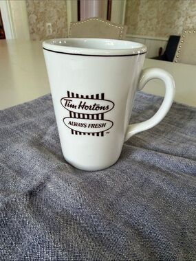 Vintage Tim Hortons White Ceramic Mug with Brown Logo